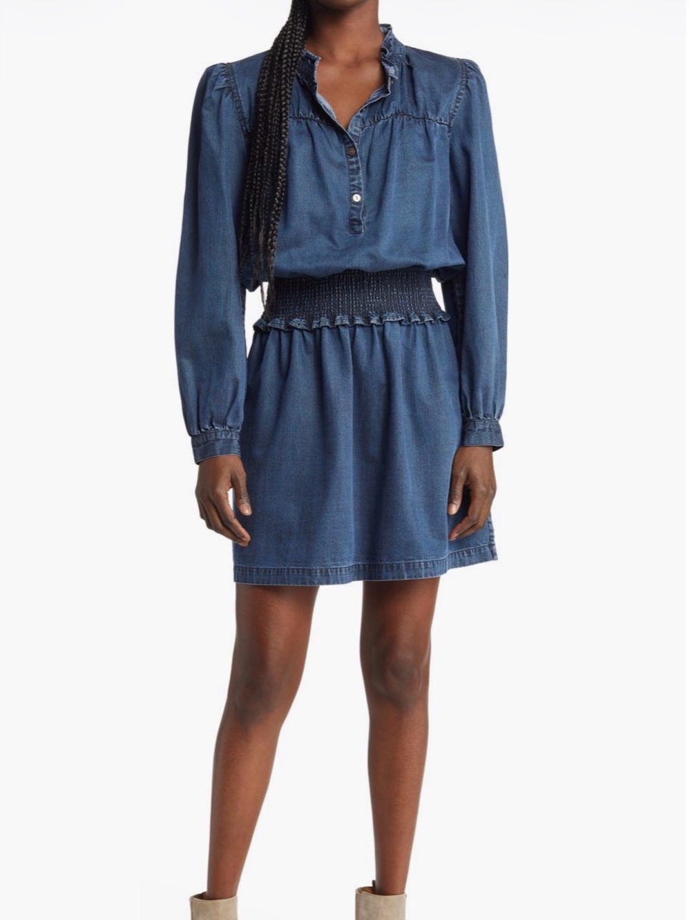 Rails Smocked Waist Denim Dress